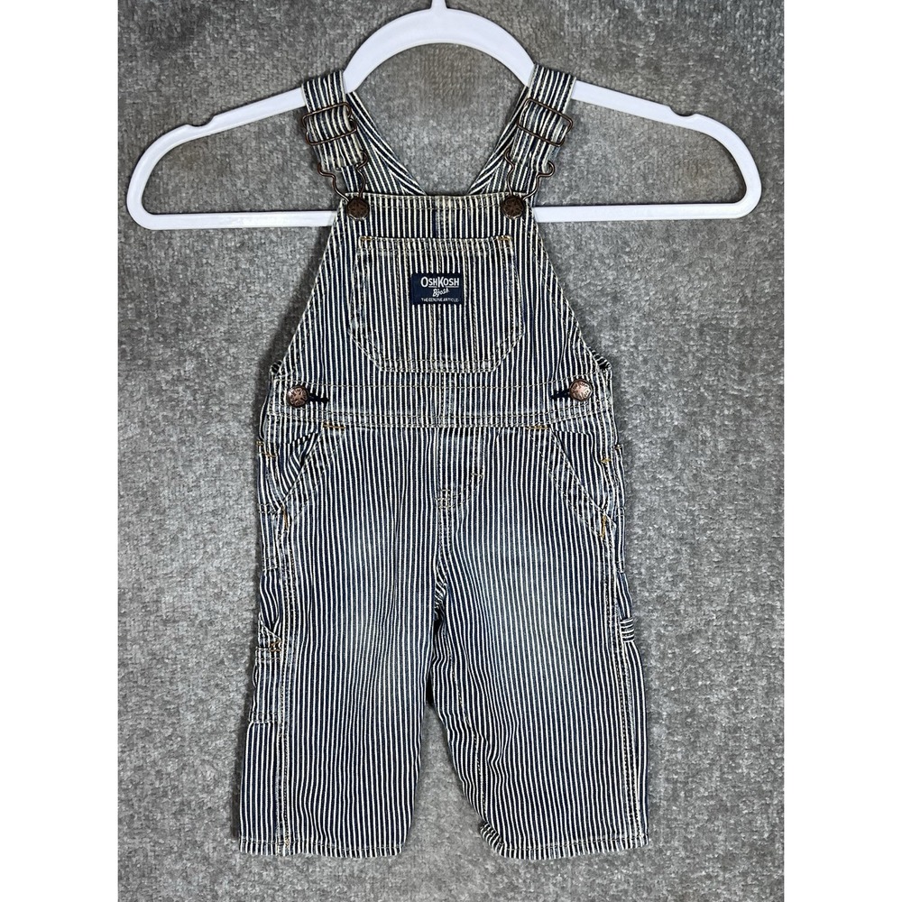 Oshkosh B'gosh Hickory Stripe Overalls Size 9 Months Carpenter Railroad Engineer